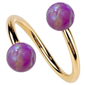 Purple Opal 14k Gold Twister Spiral Barbell