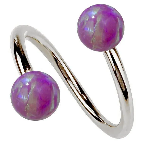 Purple Opal 14k Gold Twister Spiral Barbell