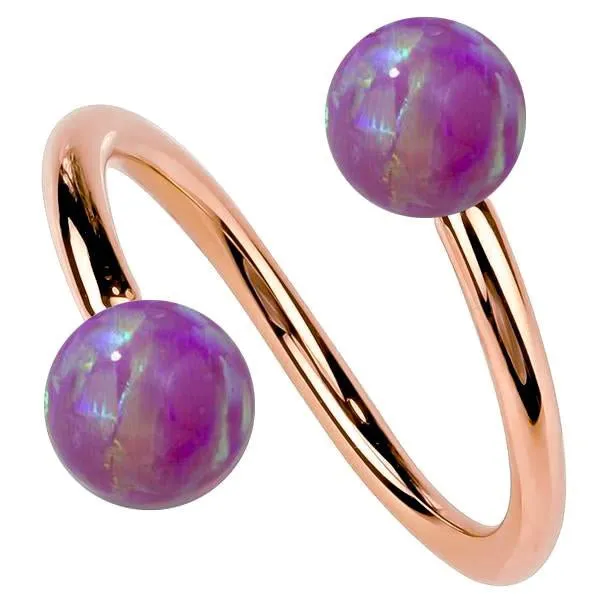 Purple Opal 14k Gold Twister Spiral Barbell