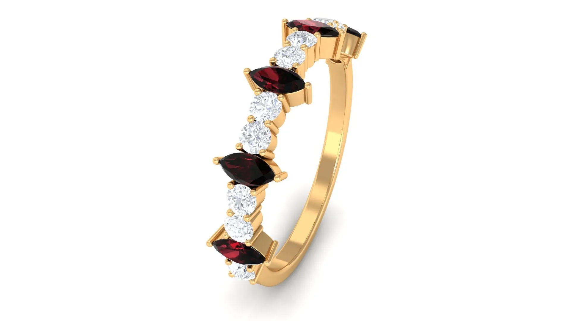 Real Garnet Eternity Anniversary Band Ring with Diamond