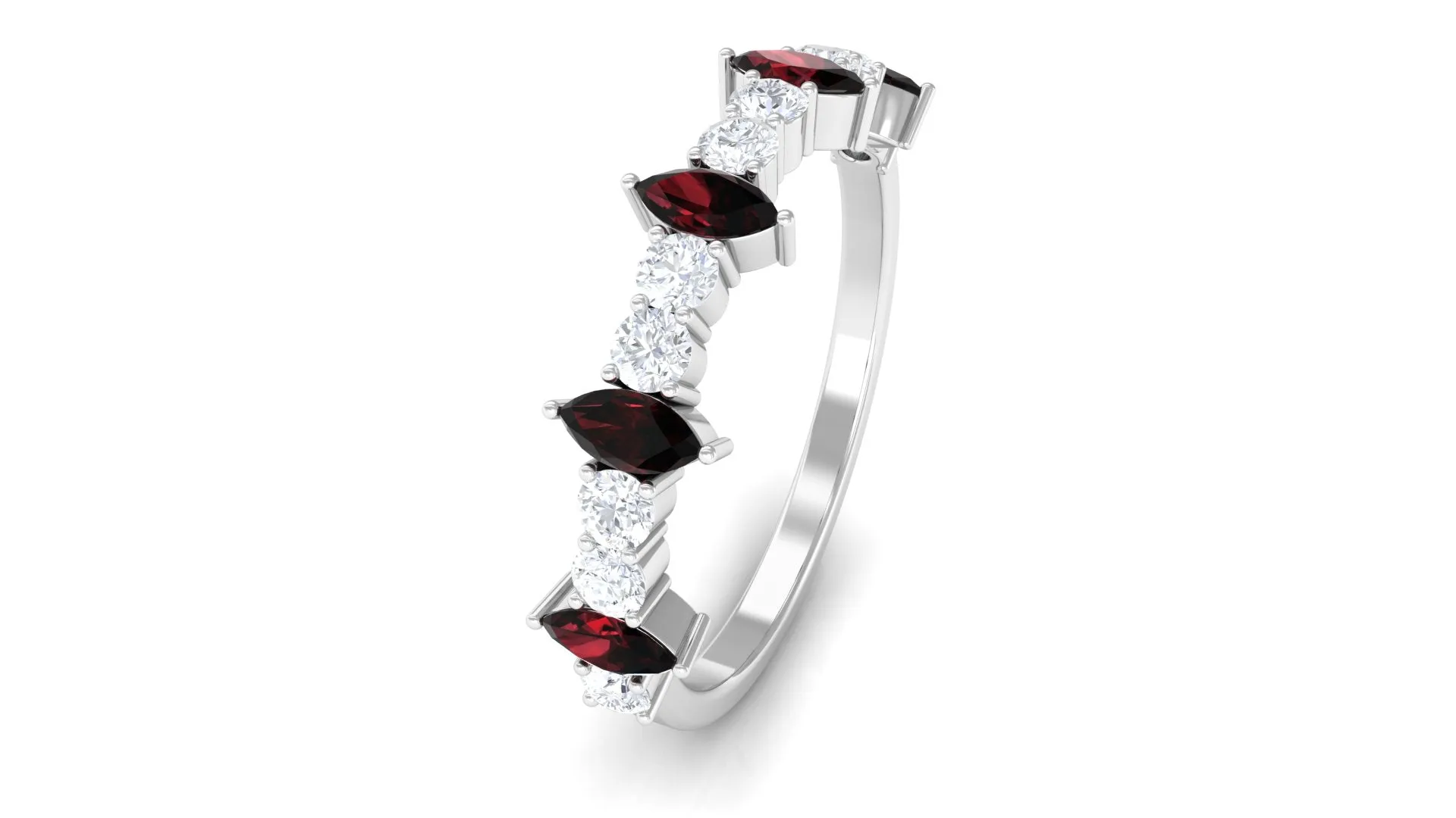 Real Garnet Eternity Anniversary Band Ring with Diamond