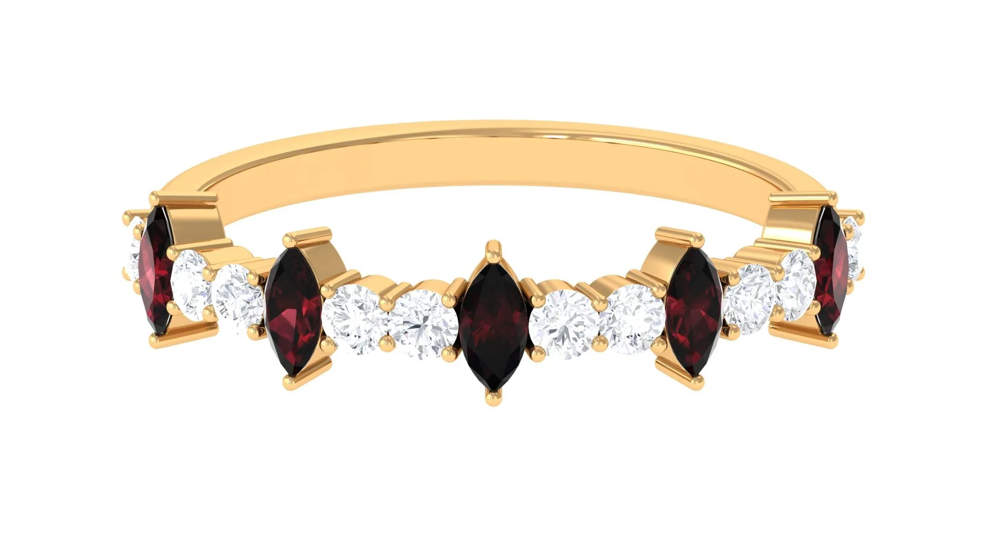 Real Garnet Eternity Anniversary Band Ring with Diamond