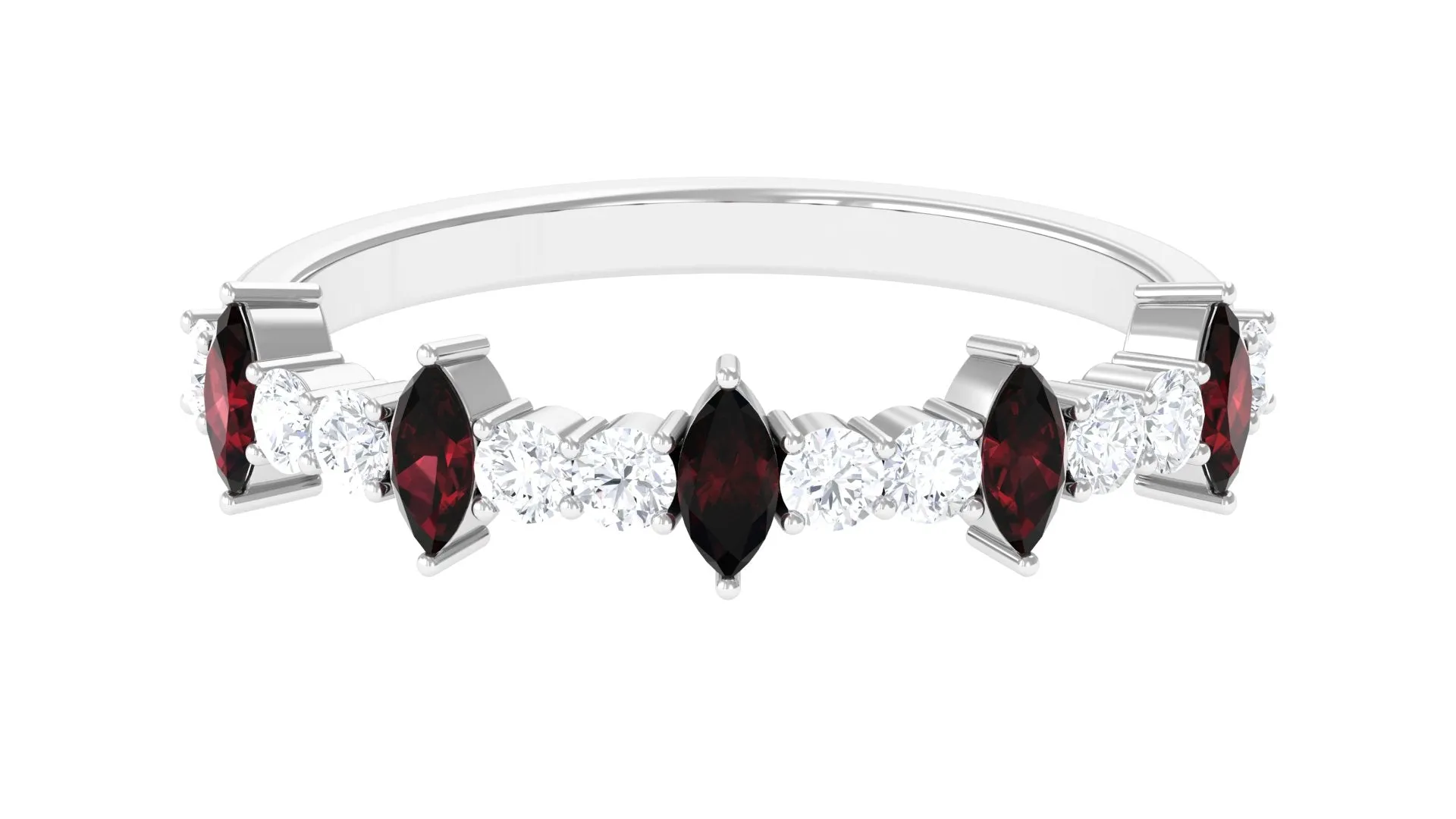 Real Garnet Eternity Anniversary Band Ring with Diamond