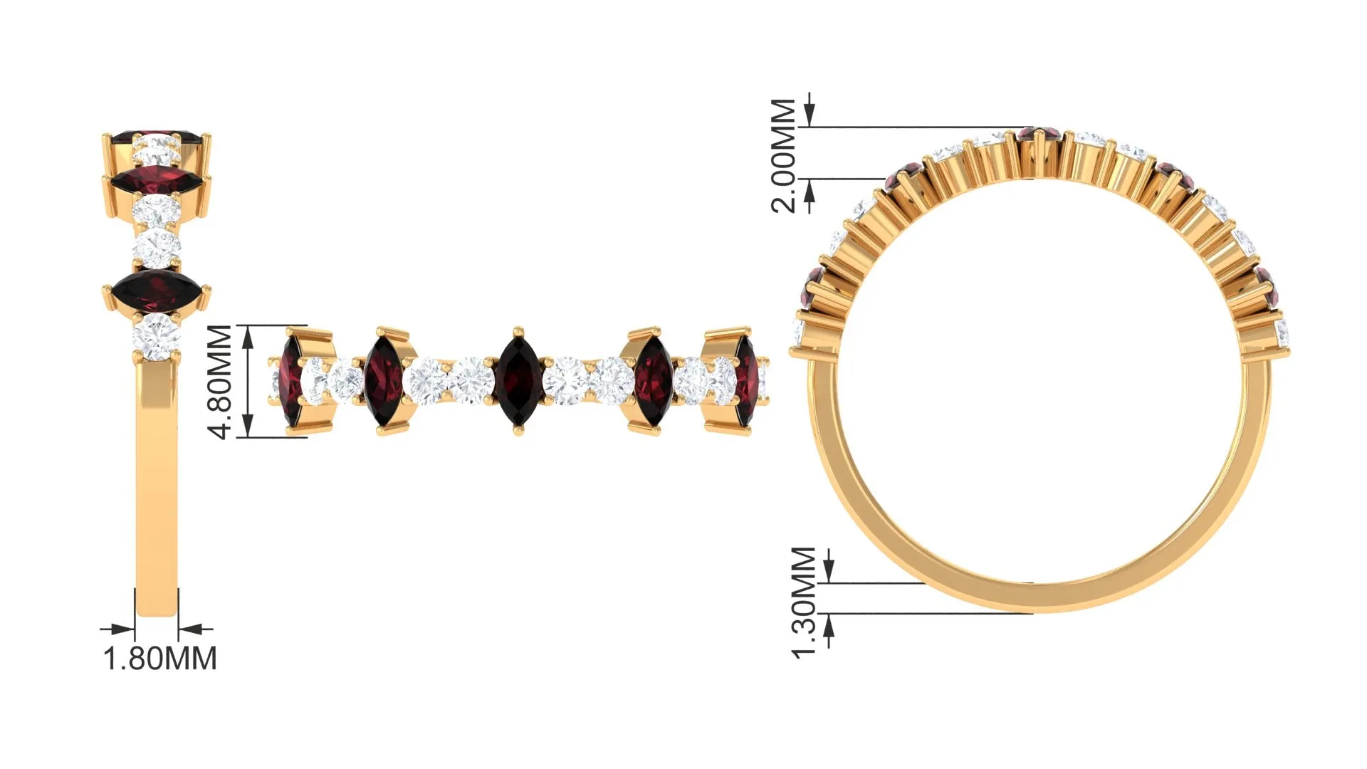 Real Garnet Eternity Anniversary Band Ring with Diamond