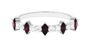 Real Garnet Eternity Anniversary Band Ring with Diamond