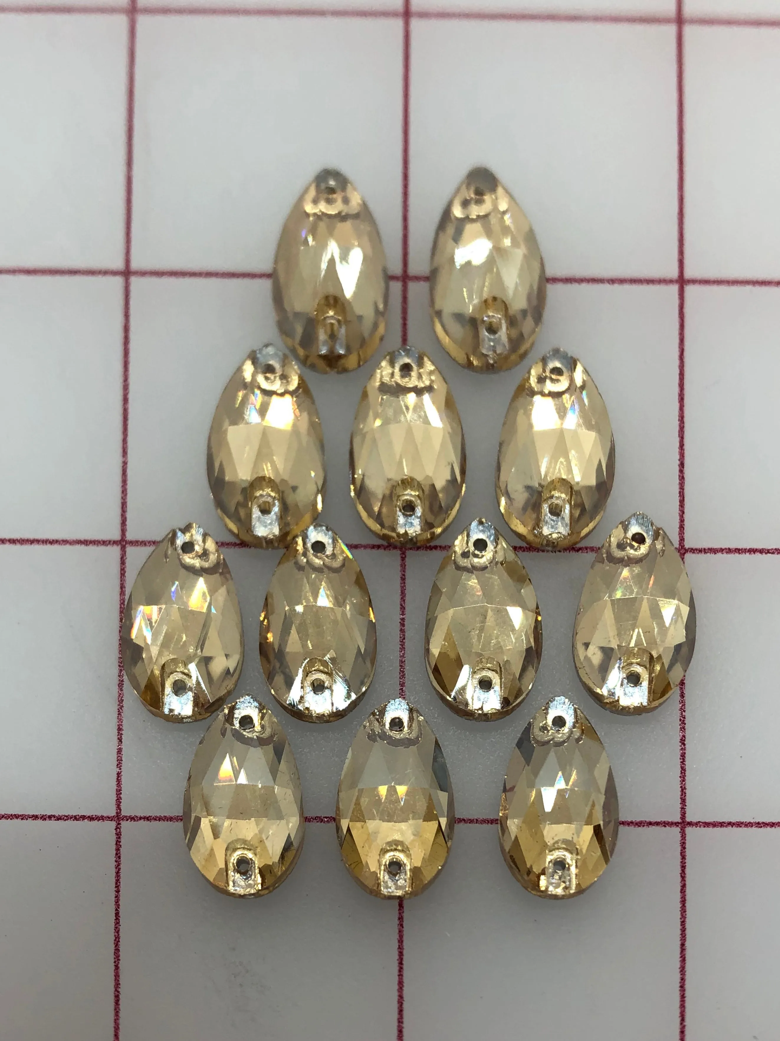 Rhinestones - 10x18mm Czech "Bright-Cut" Light Colorado Topaz Pear-Shape Sew-On