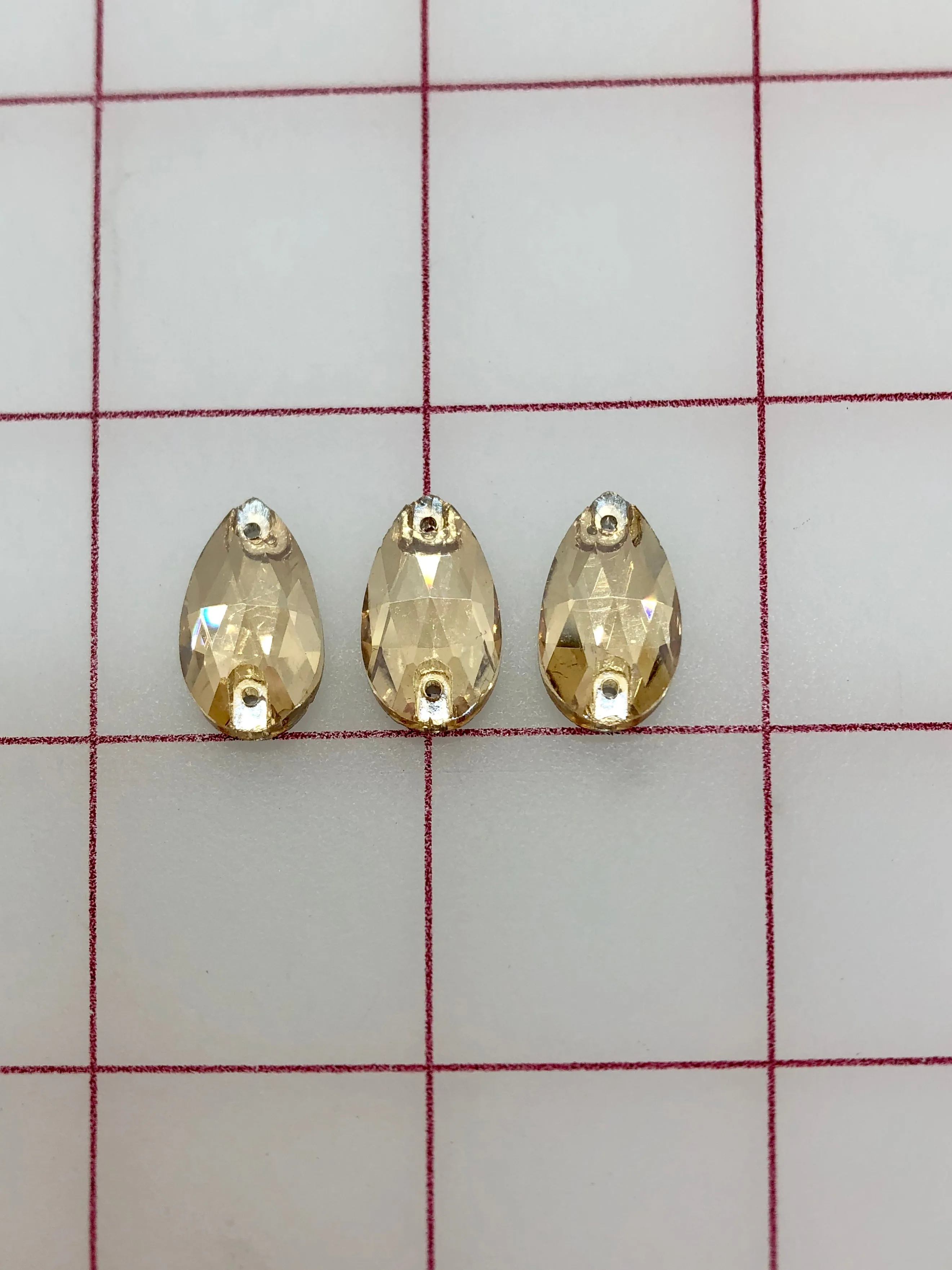 Rhinestones - 10x18mm Czech "Bright-Cut" Light Colorado Topaz Pear-Shape Sew-On