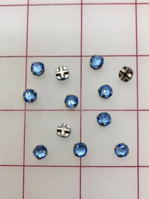 Rhinestones - 30SS Czech Bright-Cut Rose Montees Medium Sapphire 12-Pack