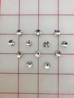 Rhinestones - 8mm Czech "Bright-Cut" Crystal Round Sew-On