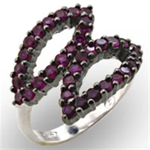 Rhodium   Ruthenium 925 Sterling Silver Ring with Synthetic Garnet in Ruby for Women Style 32512