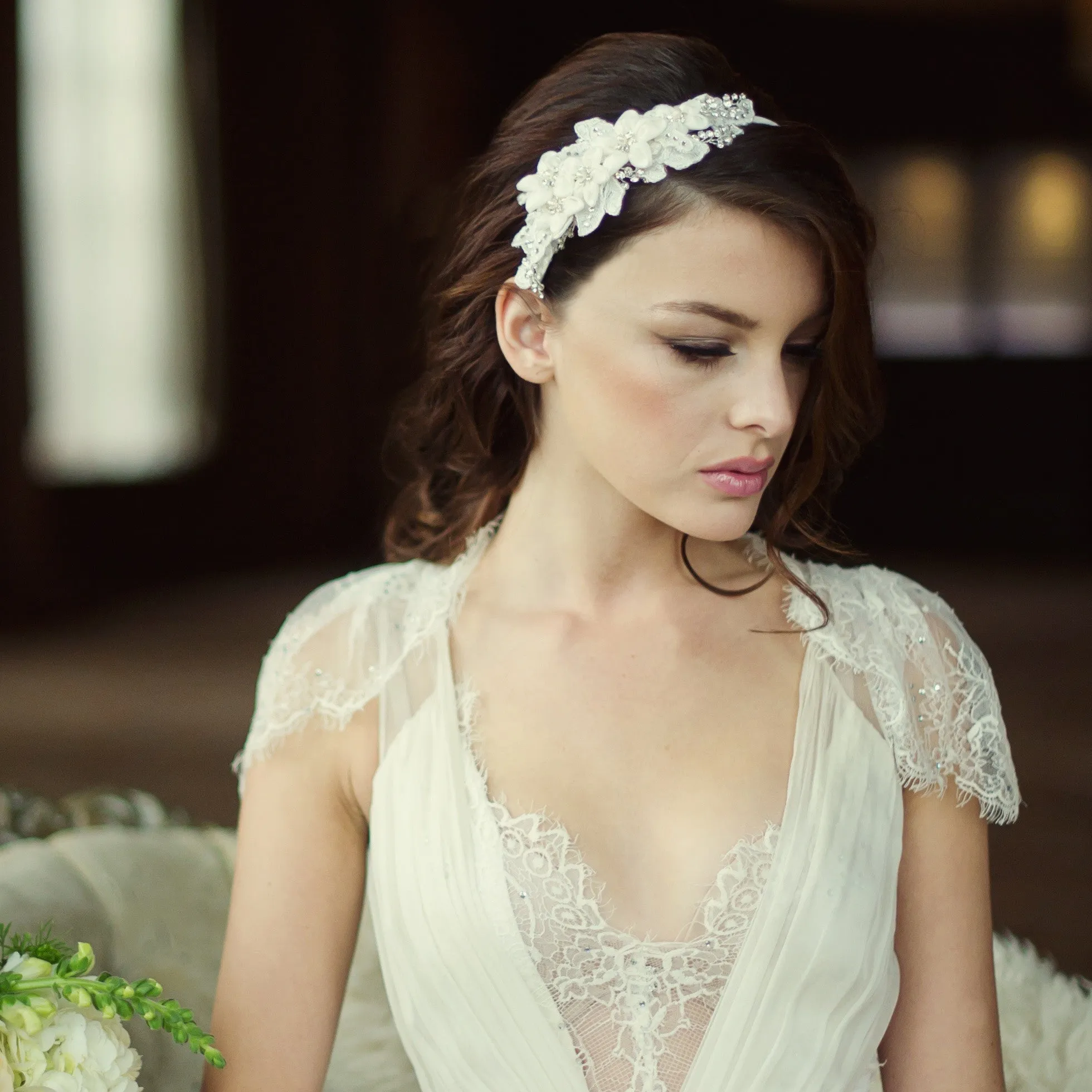 SassB Grace Flower and Pearl Hair Band Tiara