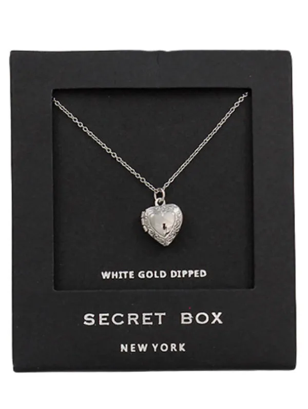 Secret Box Decorative Heart Locket Necklace
