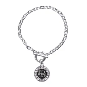Silver Alcoholics Anonymous Circle Charm Toggle Bracelet