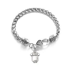 Silver Baby Onesie Charm Braided Bracelet