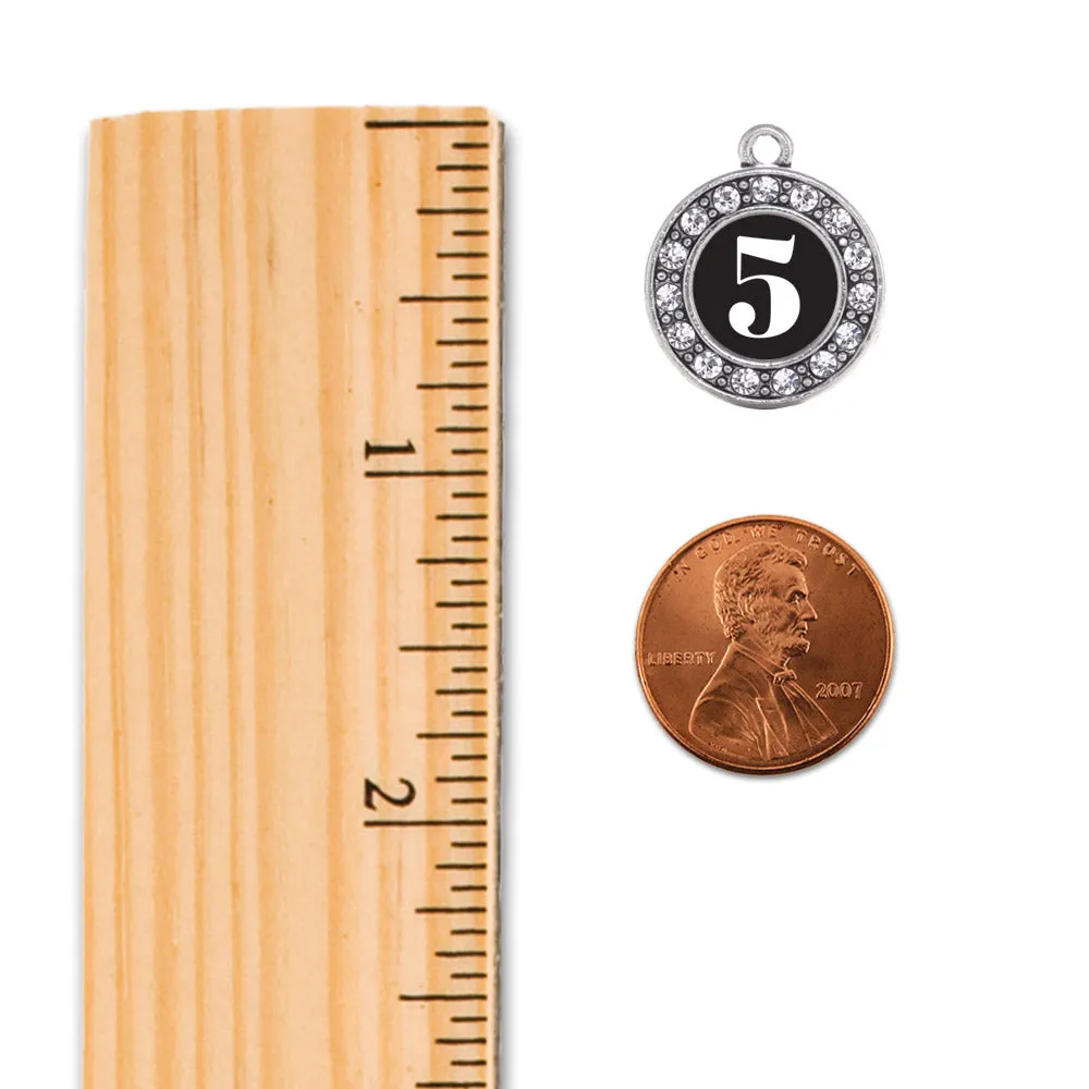 Silver Baseball Bat - Sports Number 5 Circle Charm Toggle Bracelet
