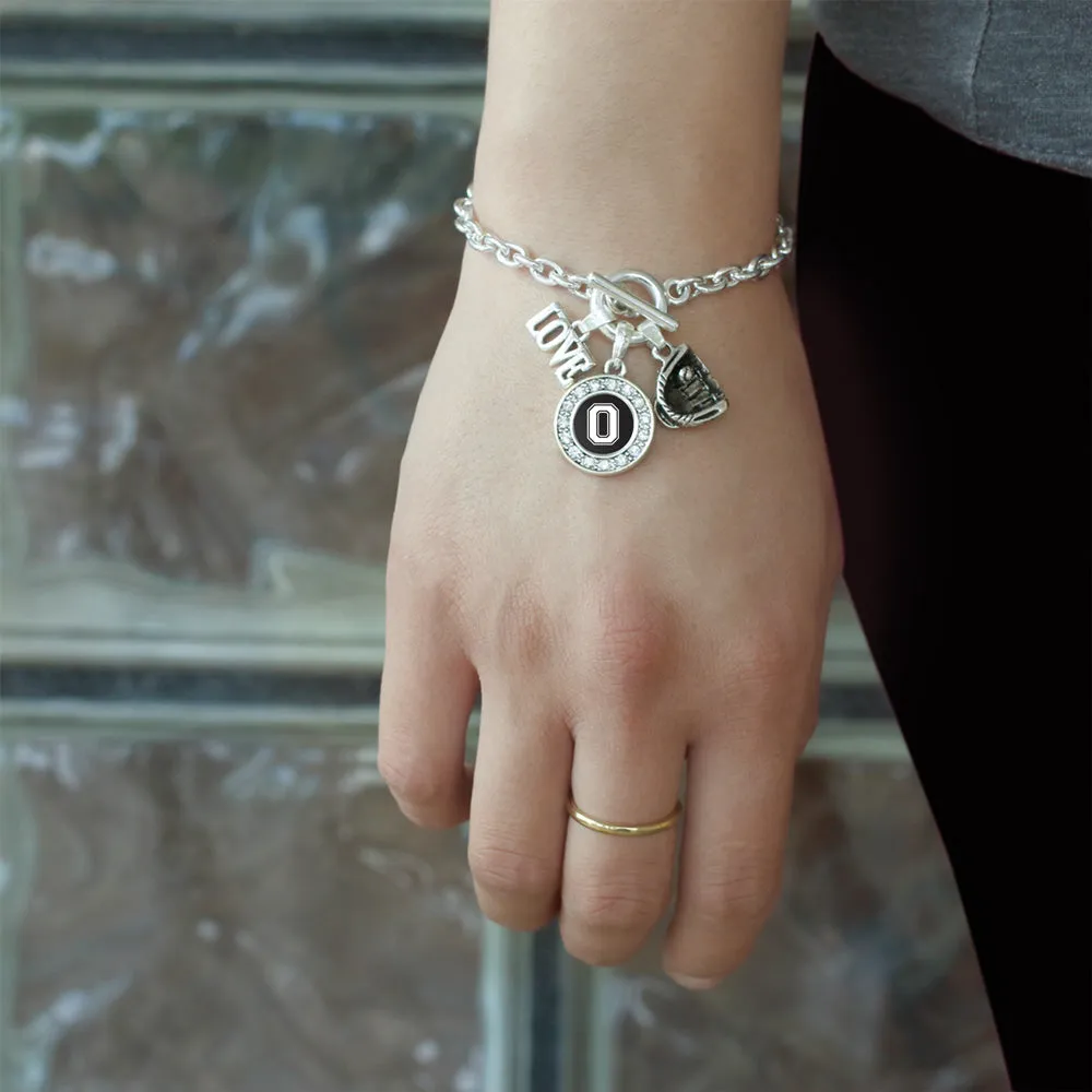 Silver Baseball Glove - Sports Initial O Circle Charm Toggle Bracelet