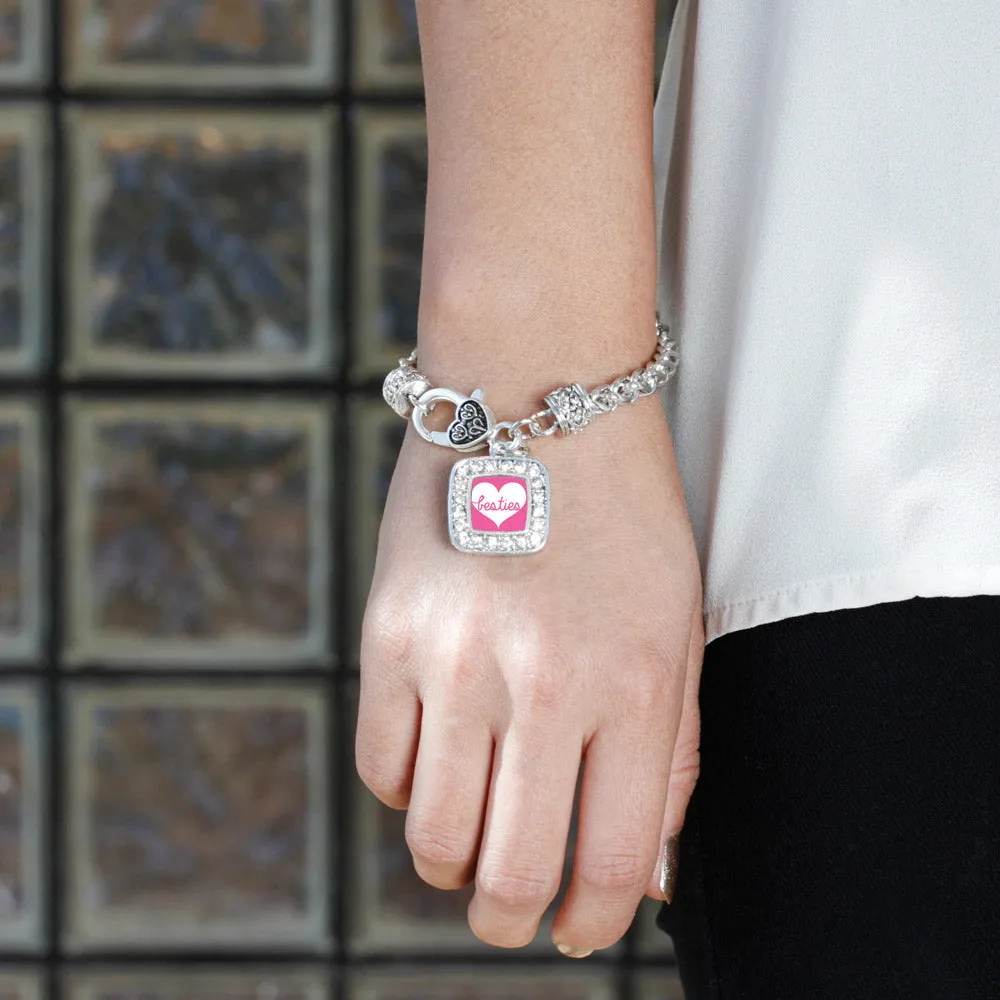 Silver Besties Square Charm Braided Bracelet