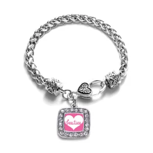 Silver Besties Square Charm Braided Bracelet