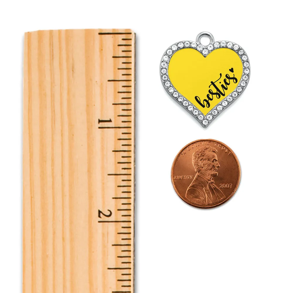 Silver Besties - Yellow Open Heart Charm Braided Bracelet
