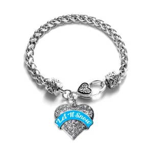 Silver Blue Let It Snow Pave Heart Charm Braided Bracelet