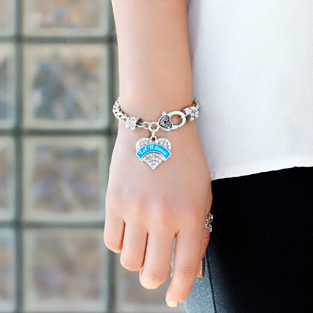 Silver Blue Let It Snow Pave Heart Charm Braided Bracelet