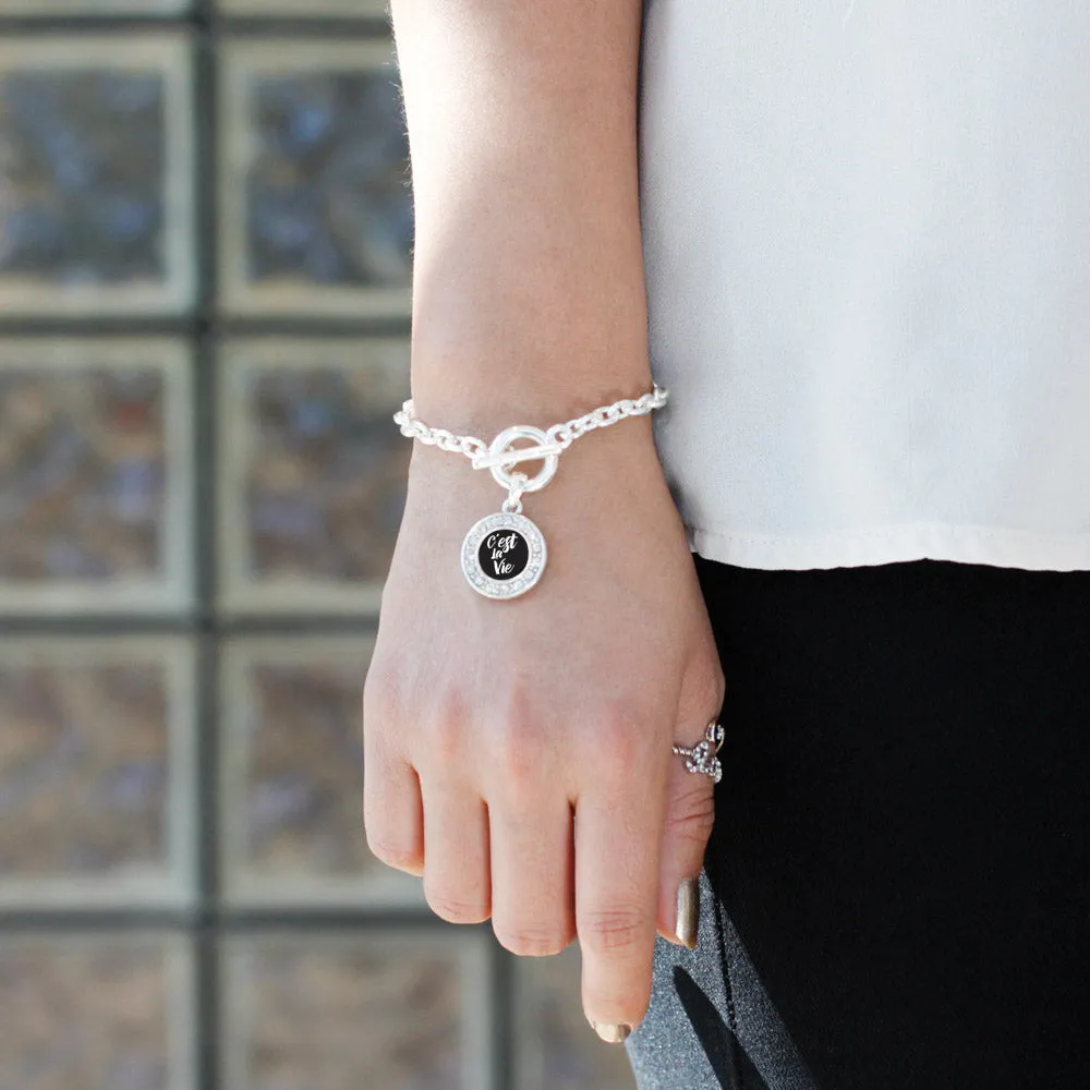 Silver C'est La Vie Circle Charm Toggle Bracelet