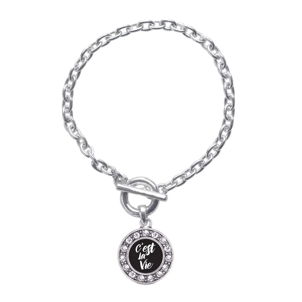 Silver C'est La Vie Circle Charm Toggle Bracelet