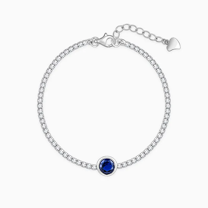 Silver Circle of Blue Tennis Bracelet