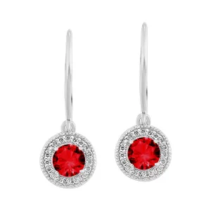 Silver Diamond 1/10Ctw & Garnet 5/8Ctw Earring