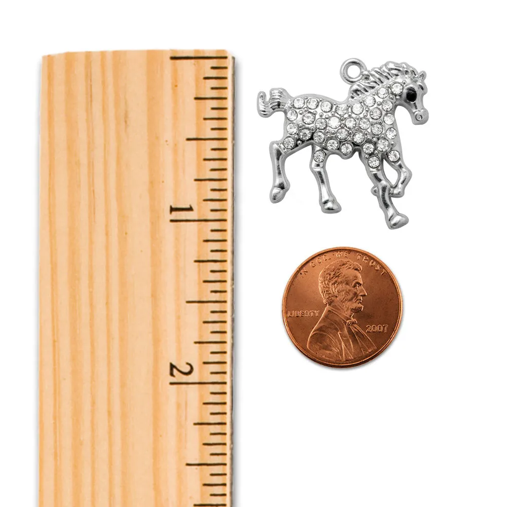 Silver Galloping Horse Charm Toggle Bracelet
