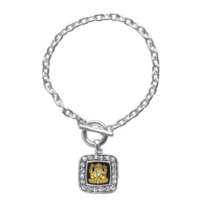 Silver Ganesh Square Charm Toggle Bracelet