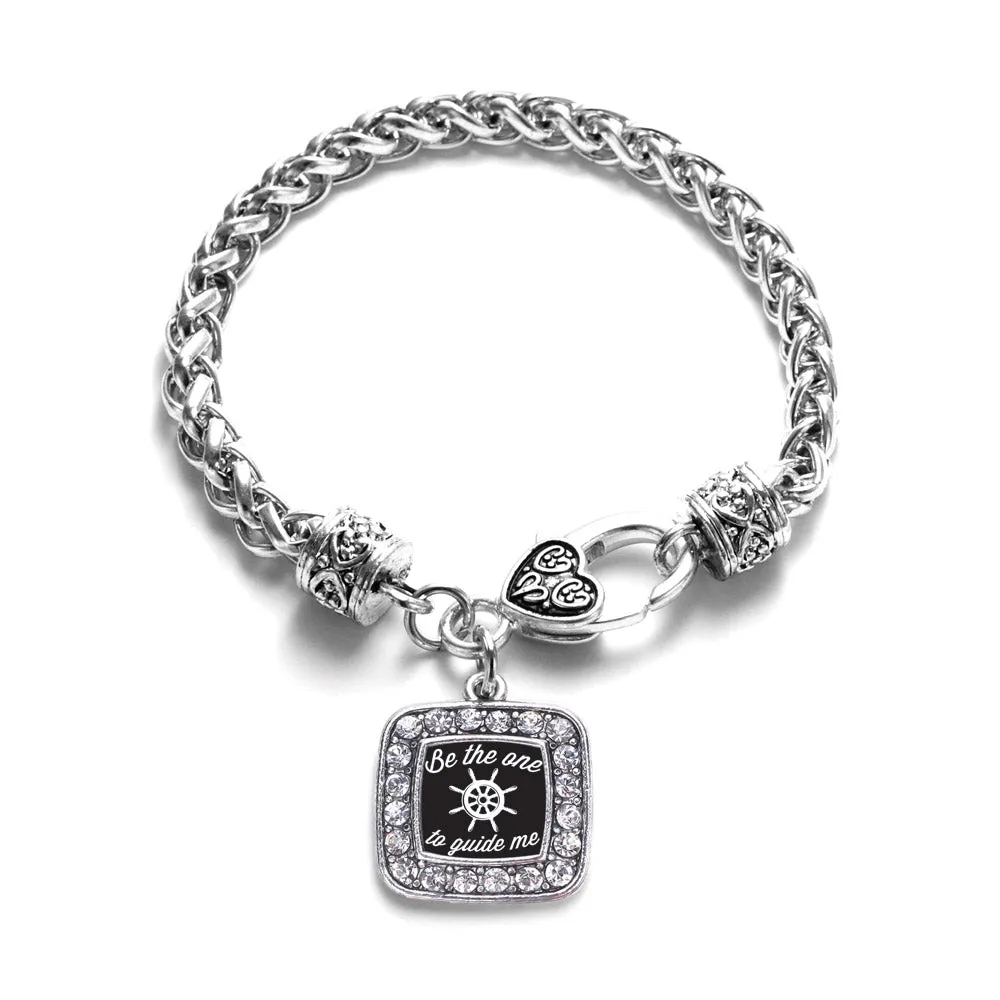 Silver Guide Me Square Charm Braided Bracelet