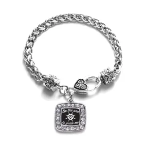 Silver Guide Me Square Charm Braided Bracelet