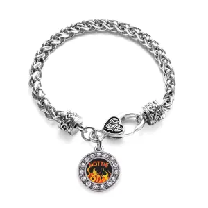 Silver Hottie Circle Charm Braided Bracelet
