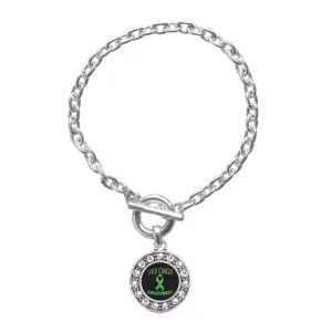 Silver Liver Cancer Awareness Circle Charm Toggle Bracelet
