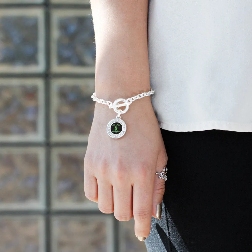 Silver Liver Cancer Awareness Circle Charm Toggle Bracelet