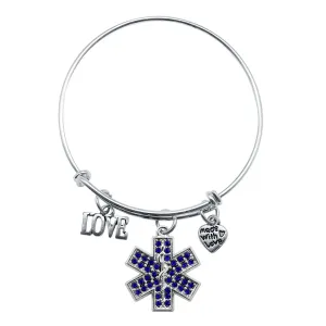 Silver Love EMT Charm Wire Bangle Bracelet