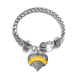 Silver Marigold Daughter Pave Heart Charm Braided Bracelet