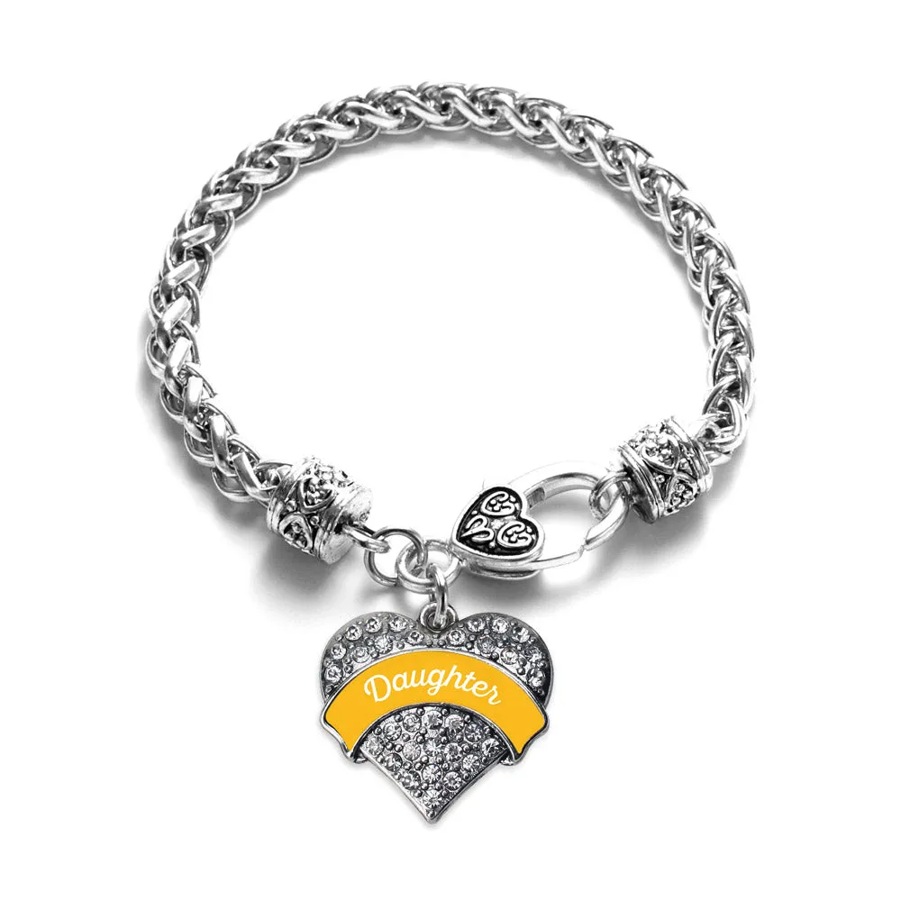 Silver Marigold Daughter Pave Heart Charm Braided Bracelet