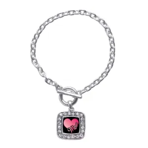 Silver Mom Square Charm Toggle Bracelet