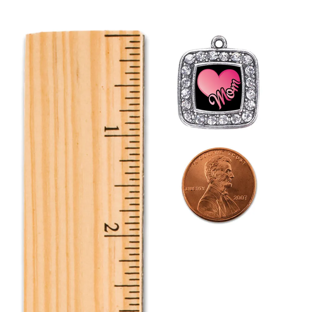 Silver Mom Square Charm Toggle Bracelet