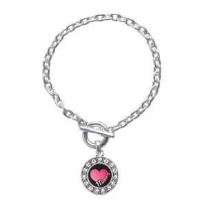 Silver Mommy Circle Charm Toggle Bracelet