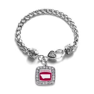 Silver Montana Outline Square Charm Braided Bracelet