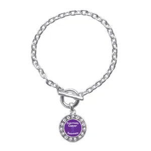 Silver Pancreatic Cancer Awareness Circle Charm Toggle Bracelet