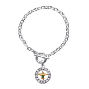 Silver Proud to be Athabascan Circle Charm Toggle Bracelet