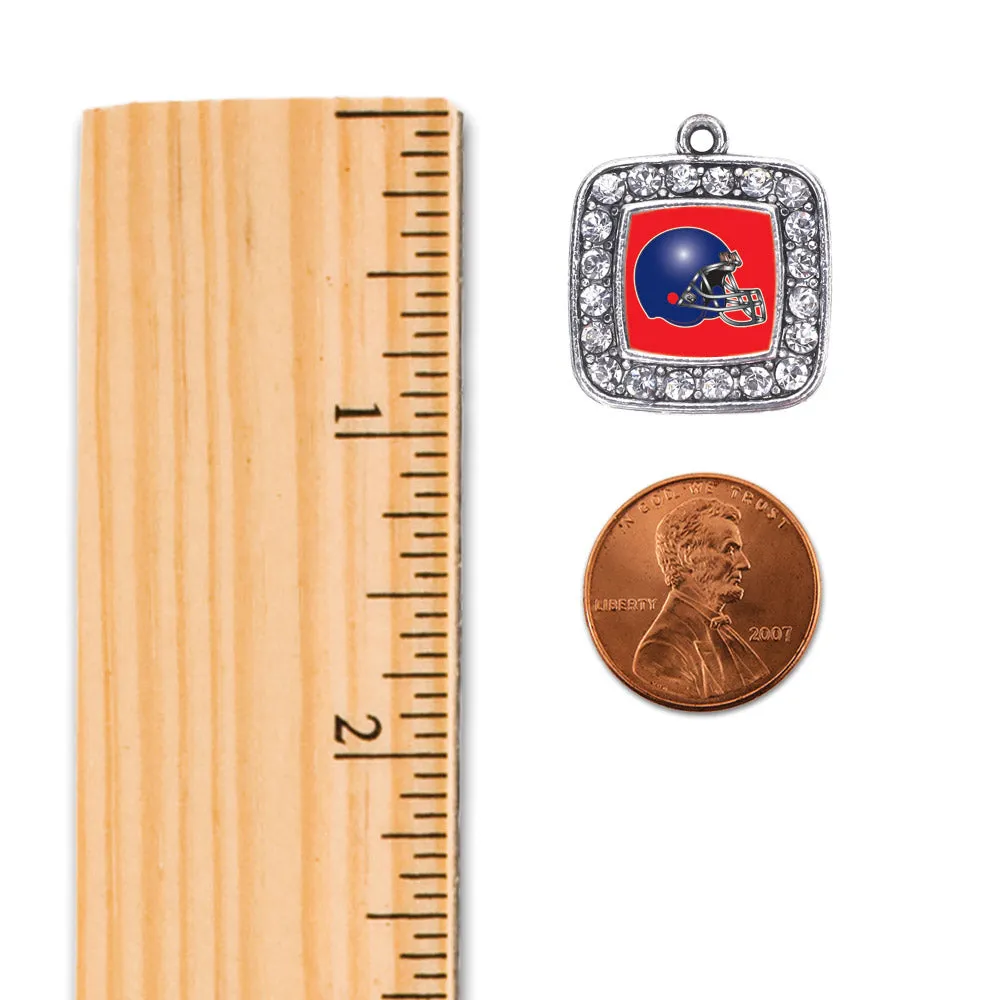 Silver Red and Blue Team Helmet Square Charm Braided Bracelet
