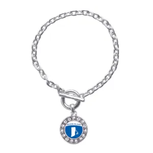 Silver Rhode Island Outline Circle Charm Toggle Bracelet
