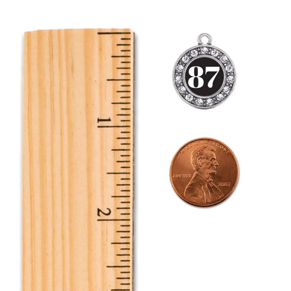 Silver Softball - Sports Number 87 Circle Charm Toggle Bracelet