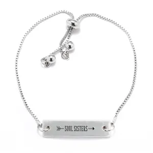 Silver Soul Sisters Adjustable Bar Bracelet