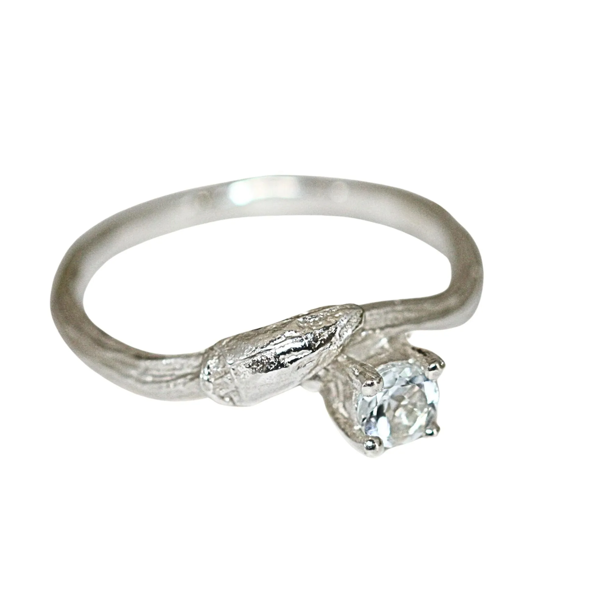Silver Willow Twig Gemstone Ring